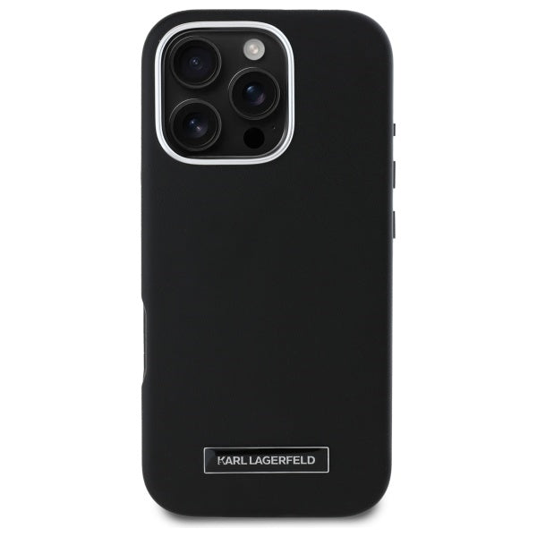 Funda MagSafe para Apple iPhone 16 Pro, Karl Lagerfeld, FW Metal Plate, Negra