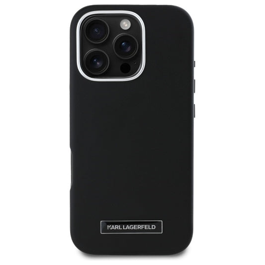 Funda MagSafe para Apple iPhone 16 Pro, Karl Lagerfeld, FW Metal Plate, Negra