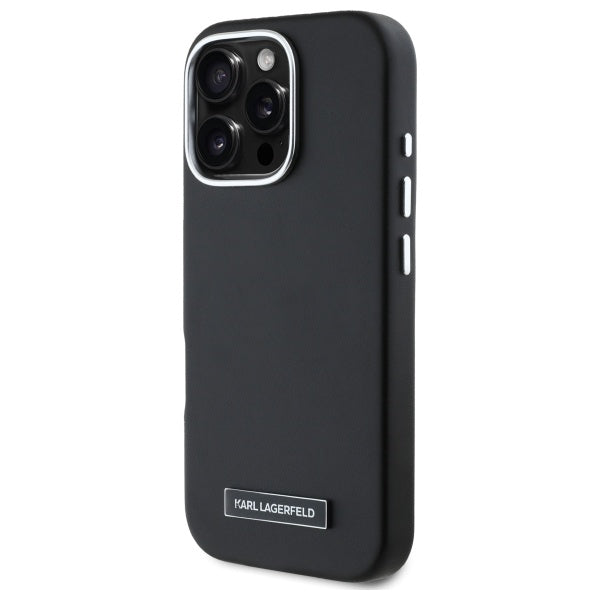 Funda MagSafe para Apple iPhone 16 Pro, Karl Lagerfeld, FW Metal Plate, Negra