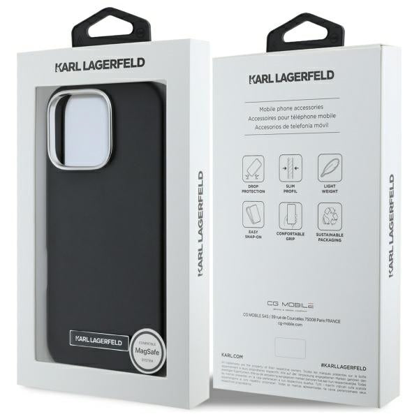 Funda MagSafe para Apple iPhone 16 Pro, Karl Lagerfeld, FW Metal Plate, Negra