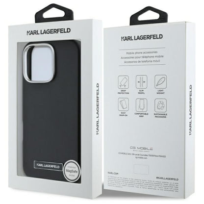 Funda MagSafe para Apple iPhone 16 Pro, Karl Lagerfeld, FW Metal Plate, Negra