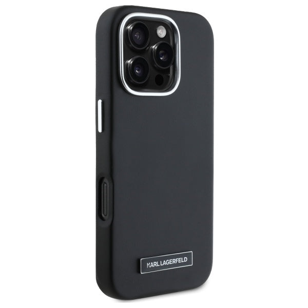 Funda MagSafe para Apple iPhone 16 Pro, Karl Lagerfeld, FW Metal Plate, Negra