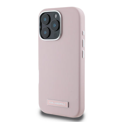 MagSafe Case for Apple iPhone 16 Pro, Karl Lagerfeld, FW Metal Plate, Pink