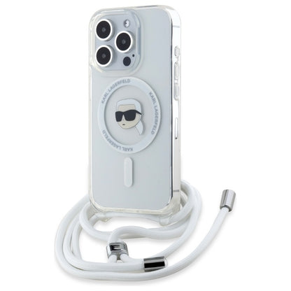 Funda MagSafe para Apple iPhone 16 Pro, Karl Lagerfeld, IML Crossbody Karl's Head, Transparente