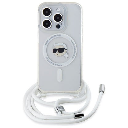 Funda MagSafe para Apple iPhone 16 Pro, Karl Lagerfeld, IML Crossbody Karl's Head, Transparente