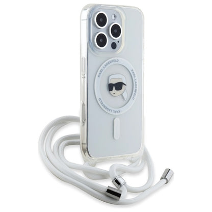 Funda MagSafe para Apple iPhone 16 Pro, Karl Lagerfeld, IML Crossbody Karl's Head, Transparente