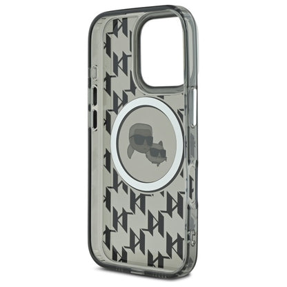 Funda MagSafe para Apple iPhone 16 Pro, Karl Lagerfeld, IML Monograma Karl & Cabezas de Choupette, Negra.