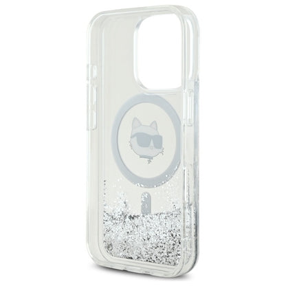 Funda MagSafe para Apple iPhone 16 Pro, Karl Lagerfeld, Liquid Glitter Choupette's Head, Transparente