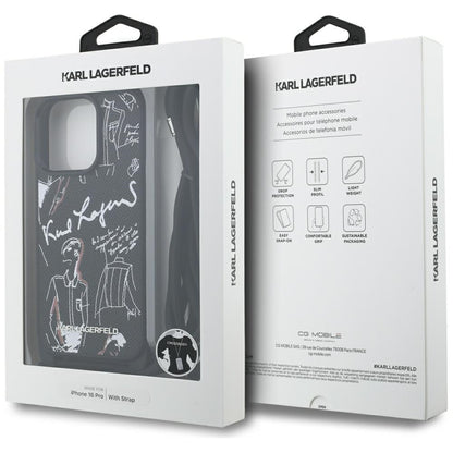 Funda MagSafe para Apple iPhone 16 Pro, Karl Lagerfeld, Saffiano Crossbody, Negra