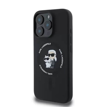 MagSafe Case for Apple iPhone 16 Pro, Karl Lagerfeld, Silicone Karl &amp; Choupette&#39;s Heads, Black