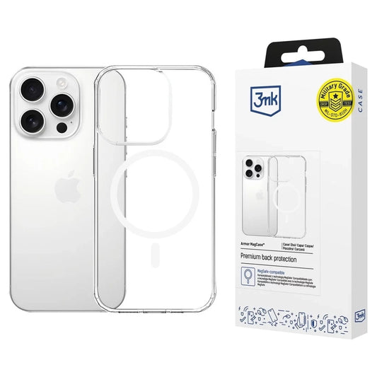 Funda MagSafe para Apple iPhone 16 Pro Max, 3MK, Armor MagCase, Transparente