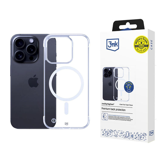 Funda MagSafe para Apple iPhone 16 Pro Max, 3MK, Just20g, Transparente