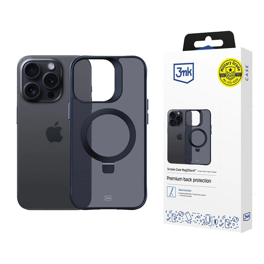 Funda MagSafe para Apple iPhone 16 Pro Max, 3MK, Smoke MagStand, Negra