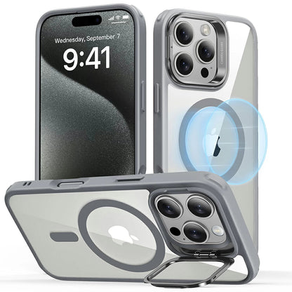 Funda MagSafe para Apple iPhone 16 Pro Max, ESR, Classic Hybrid Kickstand, Gris Transparente