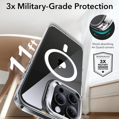 Funda MagSafe para Apple iPhone 16 Pro Max, ESR, Classic Hybrid Kickstand, Gris Transparente