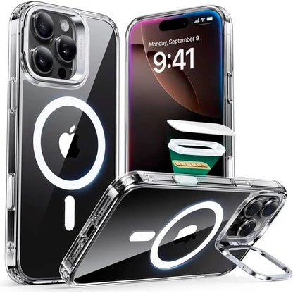 Funda MagSafe para Apple iPhone 16 Pro Max, ESR, Classic Hybrid Kickstand Slide, Transparente