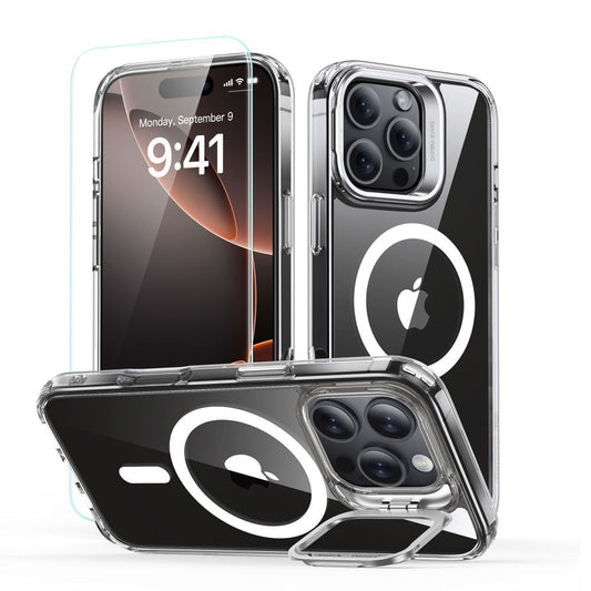 Funda MagSafe para Apple iPhone 16 Pro Max, ESR, Classic Hybrid Kickstand con Protector de Pantalla, Transparente