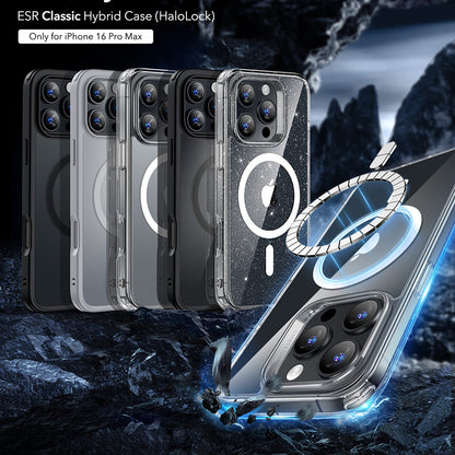 Funda MagSafe para Apple iPhone 16 Pro Max, ESR, Classic Hybrid, Negra Transparente