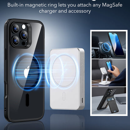 Funda MagSafe para Apple iPhone 16 Pro Max, ESR, Classic Hybrid, Negra Transparente