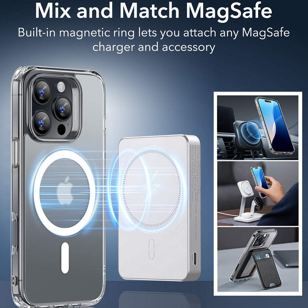 Funda MagSafe para Apple iPhone 16 Pro Max, ESR, Classic Hybrid, Transparente Satinado