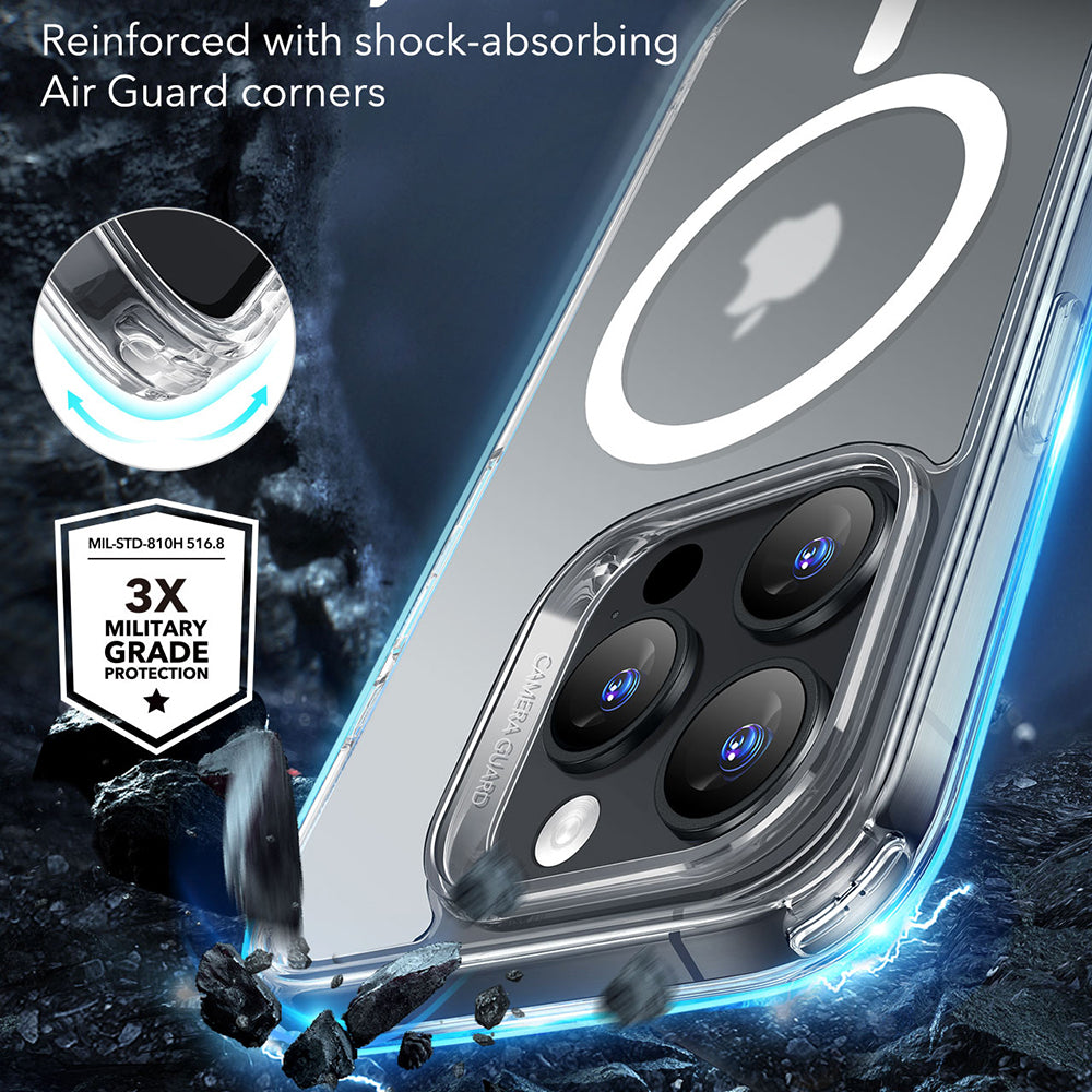 Funda MagSafe para Apple iPhone 16 Pro Max, ESR, Classic Hybrid, Transparente Satinado