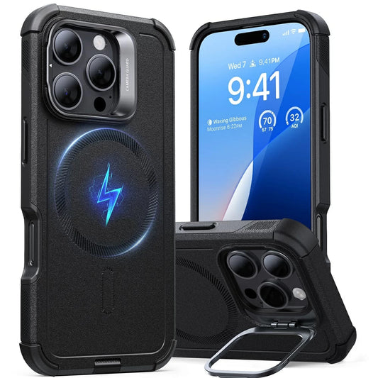 Funda MagSafe para Apple iPhone 16 Pro Max, ESR, Cyber Armor Kickstand, Negra