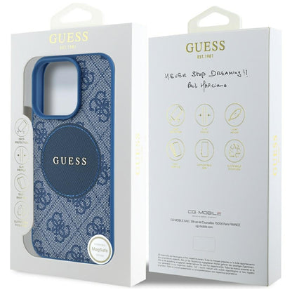 Funda MagSafe para Apple iPhone 16 Pro Max, Guess, 4G Circle Classic Logo, Azul.