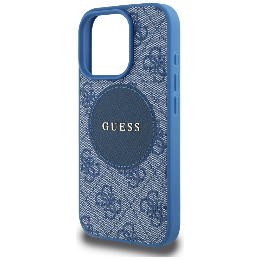 Funda MagSafe para Apple iPhone 16 Pro Max, Guess, 4G Circle Classic Logo, Azul.