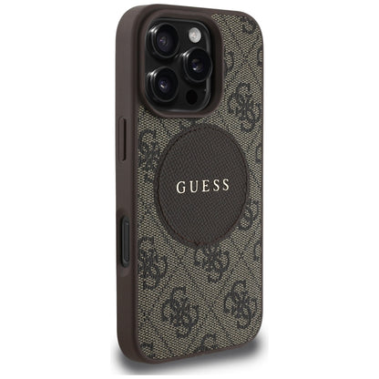 Funda MagSafe para Apple iPhone 16 Pro Max, Guess, 4G Circle Classic Logo, Marrón