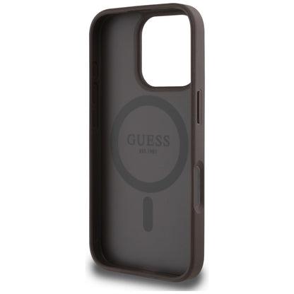 Funda MagSafe para Apple iPhone 16 Pro Max, Guess, 4G Circle Classic Logo, Marrón