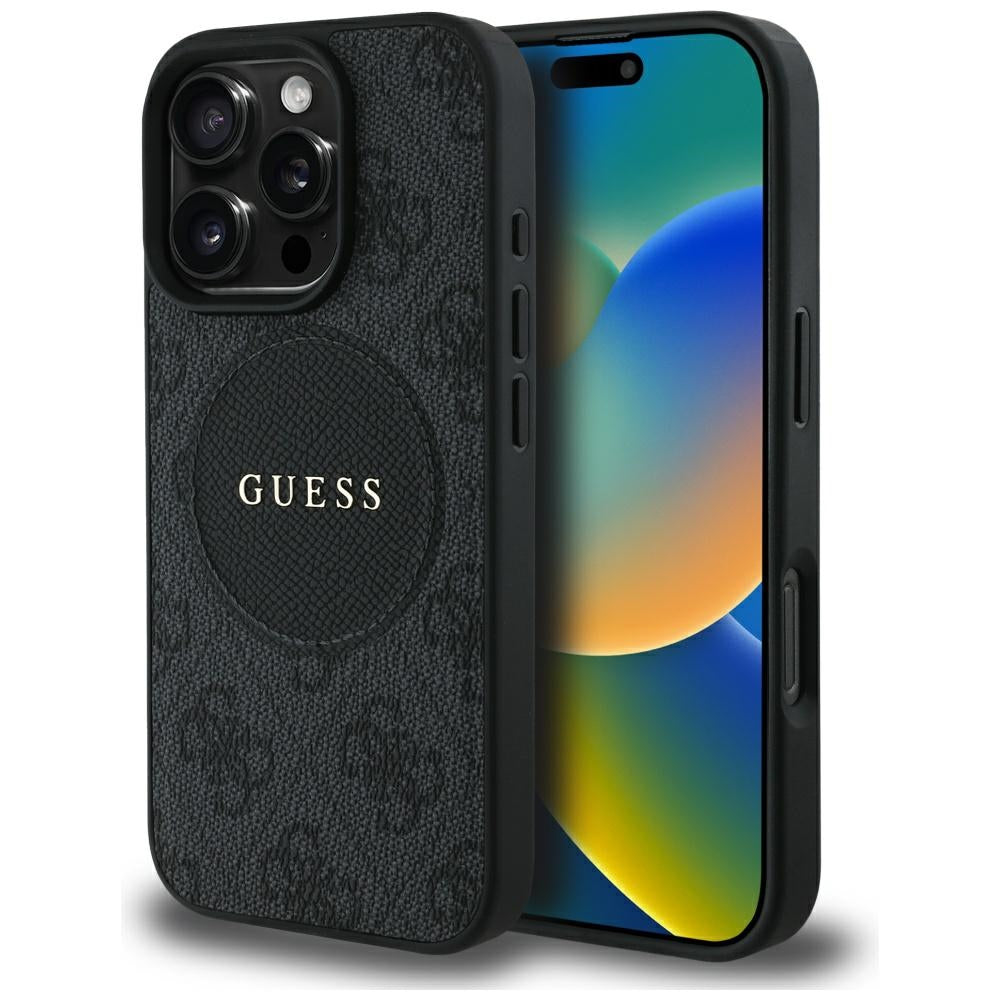 Funda MagSafe para Apple iPhone 16 Pro Max, Guess, 4G Circle Classic Logo, Negra