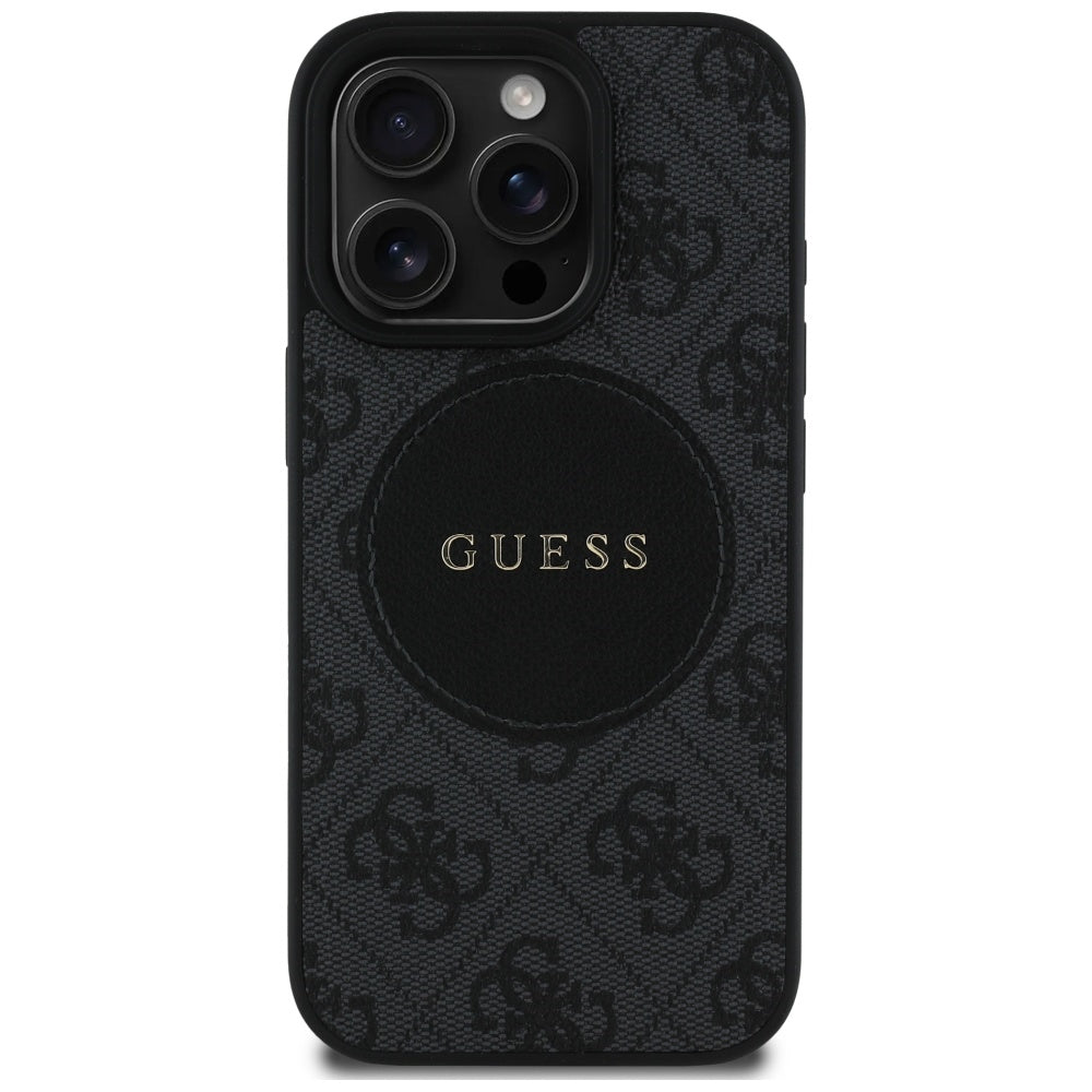 Funda MagSafe para Apple iPhone 16 Pro Max, Guess, 4G Circle Classic Logo, Negra