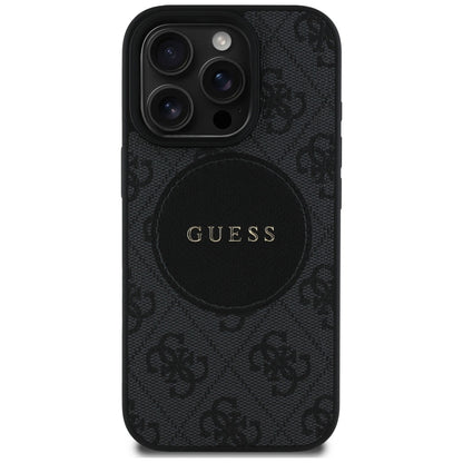 Funda MagSafe para Apple iPhone 16 Pro Max, Guess, 4G Circle Classic Logo, Negra