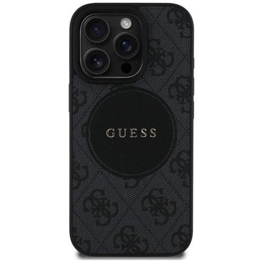 Funda MagSafe para Apple iPhone 16 Pro Max, Guess, 4G Circle Classic Logo, Negra