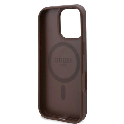 Funda MagSafe para Apple iPhone 16 Pro Max, Guess, 4G Flowers Print, Marrón