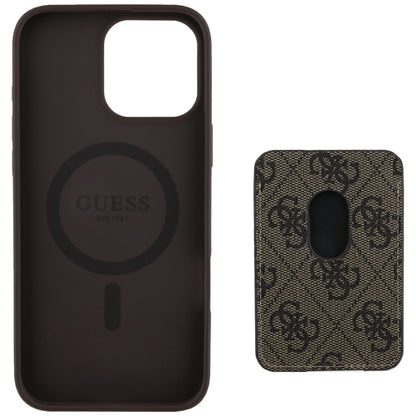 Funda MagSafe para Apple iPhone 16 Pro Max, Guess, Cardslot 4G Stripes, Marrón.