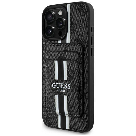 Funda MagSafe para Apple iPhone 16 Pro Max, Guess, Cardslot 4G Stripes, Negra