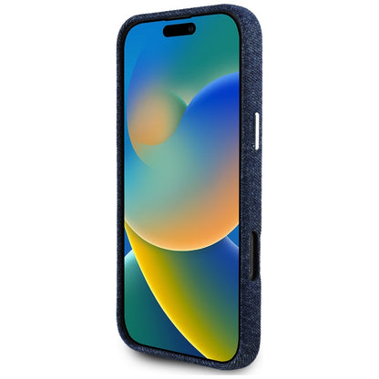 Funda MagSafe para Apple iPhone 16 Pro Max, Guess, Denim Triangle Logo, Azul