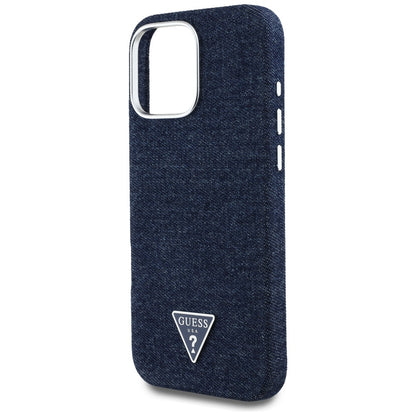 Funda MagSafe para Apple iPhone 16 Pro Max, Guess, Denim Triangle Logo, Azul