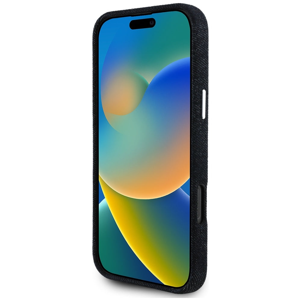 Funda MagSafe para Apple iPhone 16 Pro Max, Guess, Denim Triangle Logo, Negra