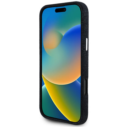 Funda MagSafe para Apple iPhone 16 Pro Max, Guess, Denim Triangle Logo, Negra