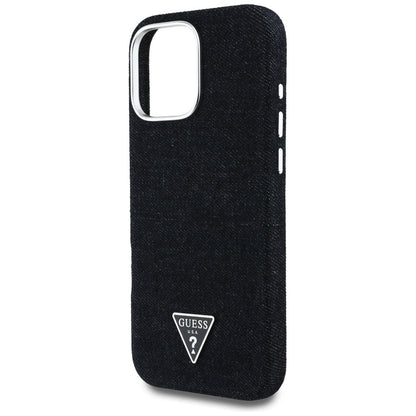 Funda MagSafe para Apple iPhone 16 Pro Max, Guess, Denim Triangle Logo, Negra