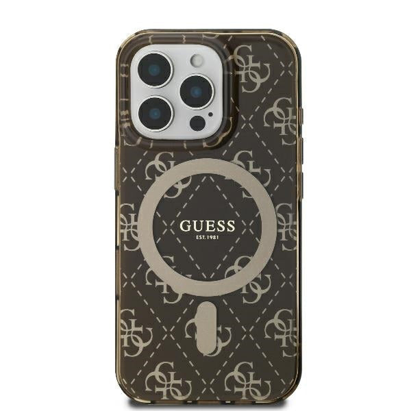 Funda MagSafe para Apple iPhone 16 Pro Max, Guess, IML 4G Background, Marrón