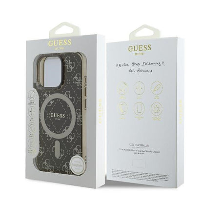 Funda MagSafe para Apple iPhone 16 Pro Max, Guess, IML 4G Background, Marrón