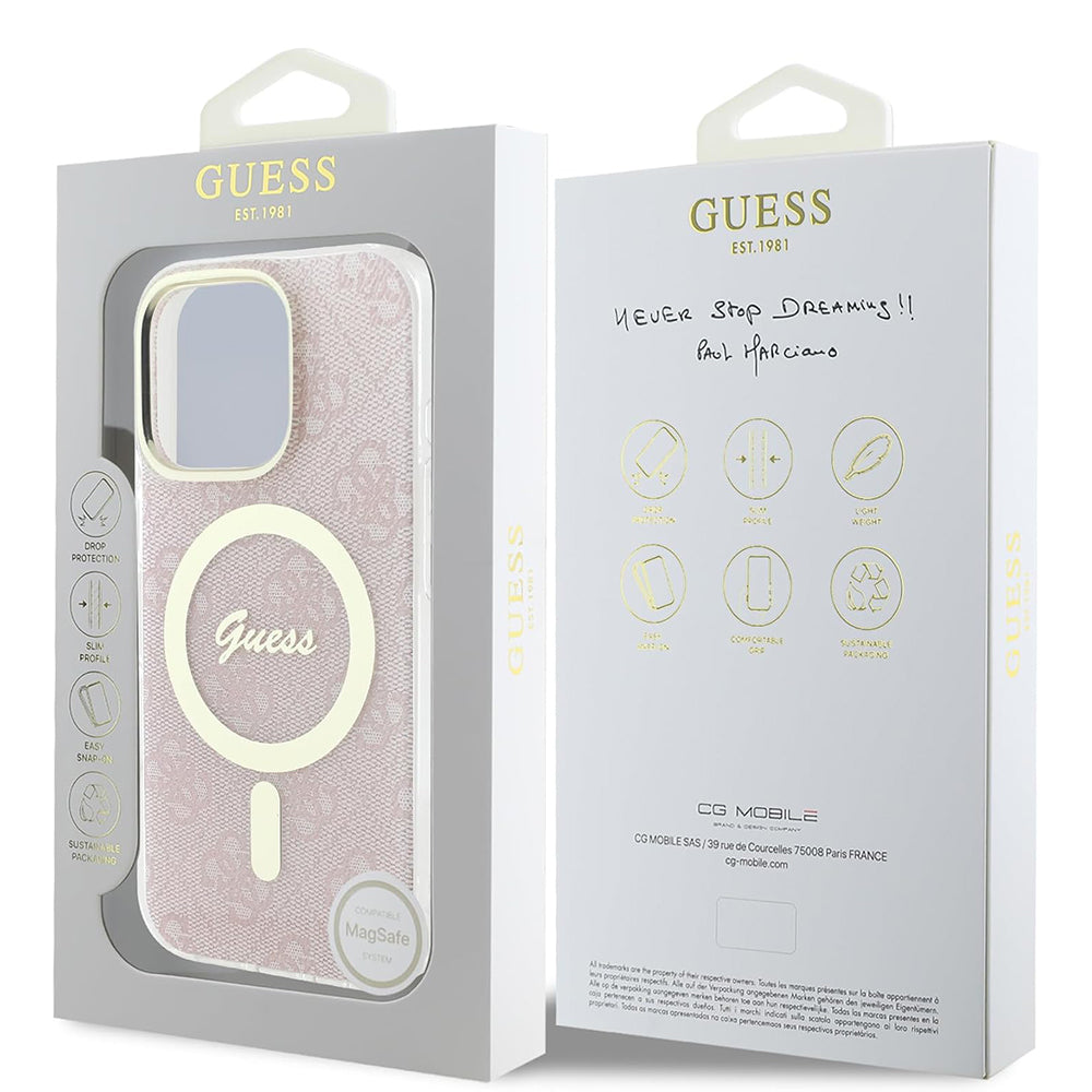 Funda MagSafe para Apple iPhone 16 Pro Max, Guess, IML 4G, Rosa