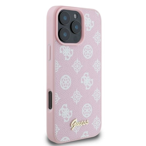 Funda MagSafe para Apple iPhone 16 Pro Max, Guess, Peony Script, Rosa
