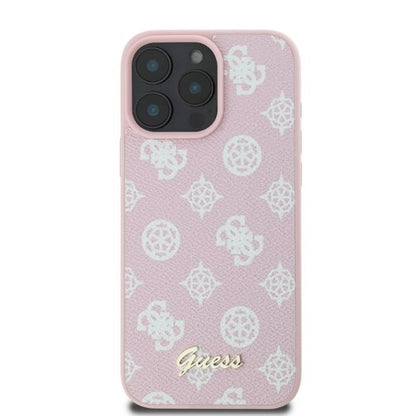 Funda MagSafe para Apple iPhone 16 Pro Max, Guess, Peony Script, Rosa