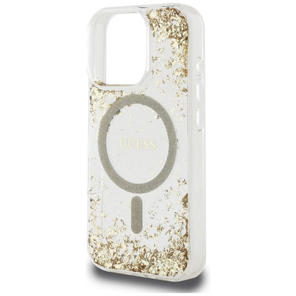 Funda MagSafe para Apple iPhone 16 Pro Max, Guess, Resin Bottom Glitter, Dorada