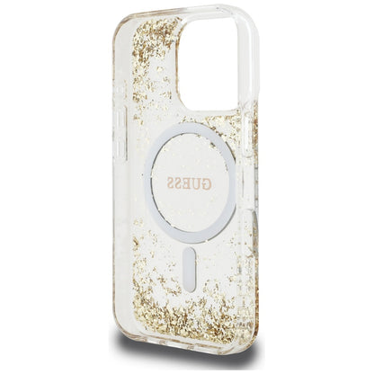 Funda MagSafe para Apple iPhone 16 Pro Max, Guess, Resin Bottom Glitter, Dorada
