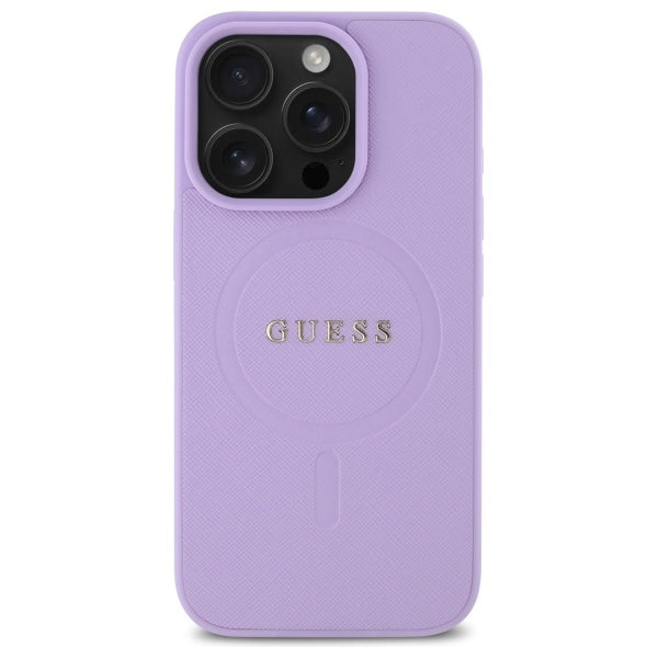 Funda MagSafe para Apple iPhone 16 Pro Max, Guess, Saffiano, Morado